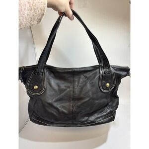 The Sak Soft Pebble Black Leather Shoulder Tote Hobo Bag Satchel
